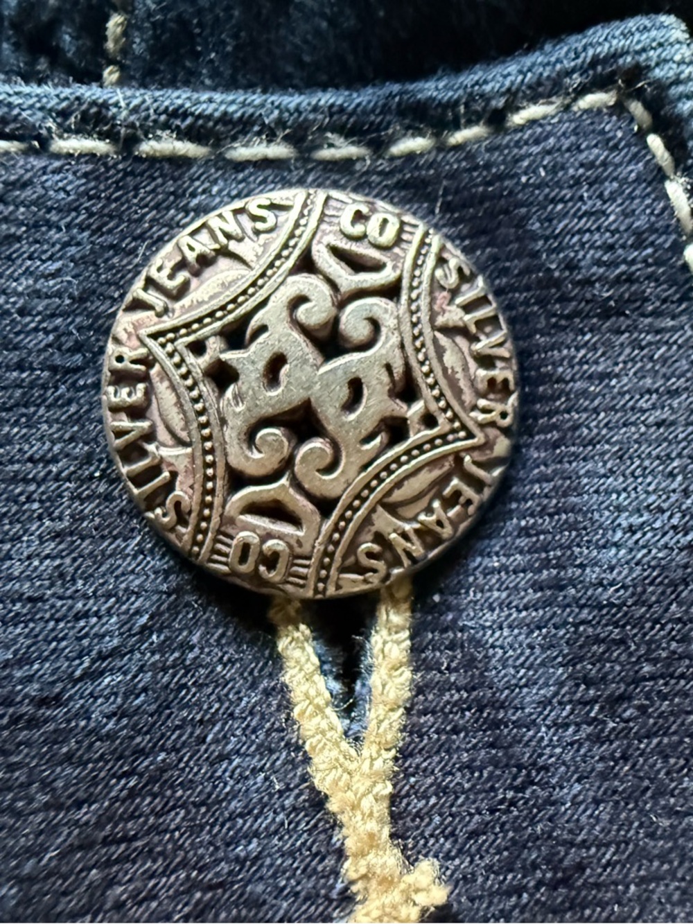 Silver Jeans Dark Blue Boot Cut Denim with Contrast Stitching - Picture 3 of 5